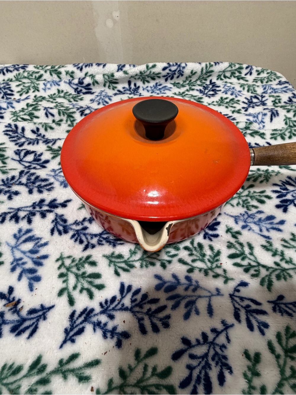 Le Creuset Vintage Saucepan with Lid and Wooden Handle